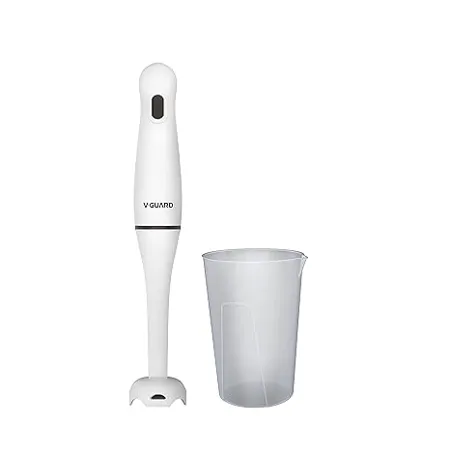 V Guard VBD 301PL Hand Blender Powerful 300 W PMDC Motor 600 mL Beaker Versatile Use Sleek Design Detachable Shaft White Black 