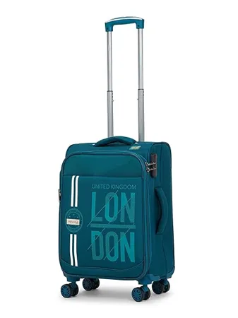 V Lite Moscow 59 cms Forest Green Carry On Softside Trolley Bag Expandable Suitcase Travelling Luggage with Anti Theft Zippers for Men and Women