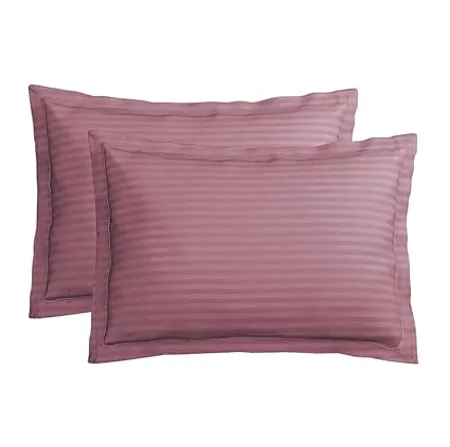 VAS COLLECTIONS Premium 210 TC 100 Pure Cotton Satin Stripes Pillow Cover Set of 2 Pcs for Hotel Hospital Uses 18x28 inches Onion
