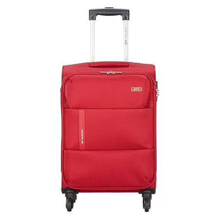 VIP Widget Durable Polyester Soft Sided Cabin Luggage Spinner Wheels with Quick Access Front Pockets Cabin 58cm Red 