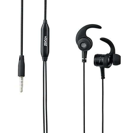 Vibez StormSX Wired Earphones with Mic Wired Earphones Wired in Ear Headphones with HD Sound Tangle Free Cable Comfort in Ear Fit VBWS01 1 Year Warranty Black 
