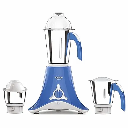 Vidiem Mixer Grinder 614 A Vstar Sky Blue 650 Watts Mixer Grinder with 3 Leakproof Jars with self lock for wet dry spices chutneys Curries 2 Years Warranty Mixer grinder