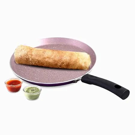WONDERCHEF Valencia Non Stick 28 Cm Dosa Tawa Cool Touch Bakelite Handle Pure Grade Aluminium PFOA Free 1 Year Warranty Purple