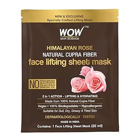 WOW Skin Science Himalayan Rose Natural Cupra Fiber Face Lifting Sheet Mask Skin Brightening Skin Smoothening And Skin Toning 25 Ml