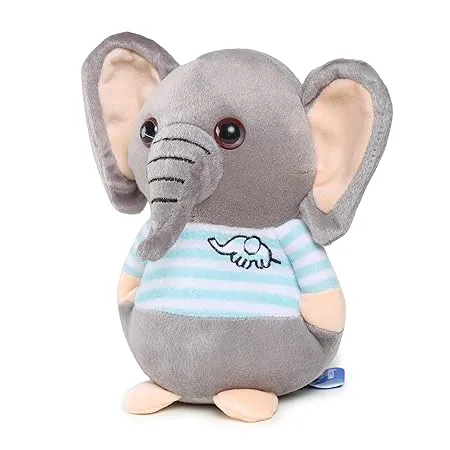 Webby Soft Animal Plush Elephant Toy 20cm Blue Grey