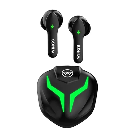 Wings Phantom 260 Truly Wireless in Ear Earbuds with Mic Fast Charge Up to 30Hrs Playtime Gaming Earbuds with Low Latency 40 ms Case with LED Lights Bluetooth 5 3 TWS