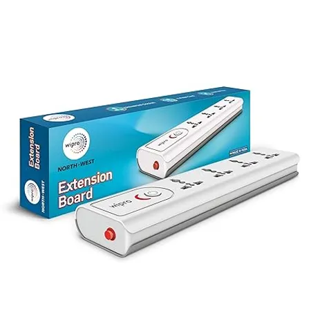 Wipro Extension Board with 4 Universal Sockets Grey White