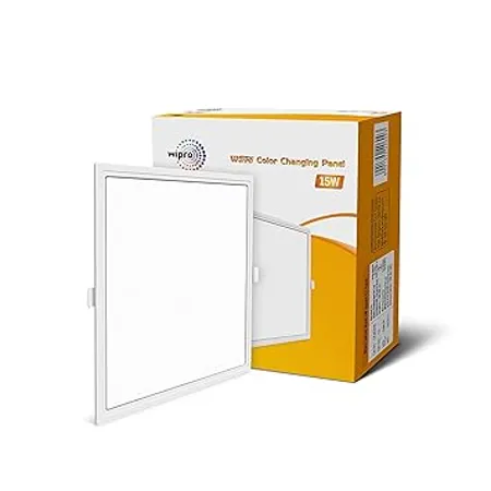 Wipro Garnet 15W Wave CCT Square Panel Colour Changing Panel Warm White Neutral White Cool White Slim Border Sleek Design Recessed Downlighter for False Ceiling Cutout 150x150mm Pack of 1