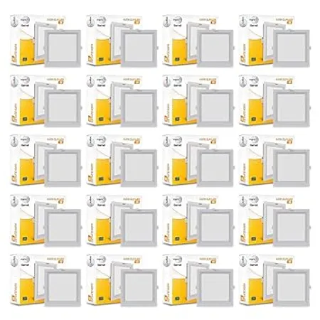Wipro Garnet 6W Square LED Wave Panel Light for Ceiling Cool White Light 6000k Ultra Slim Design Recessed Down Light for False Ceiling POP Ceiling Light Cutout 100x100mm Pack of 20