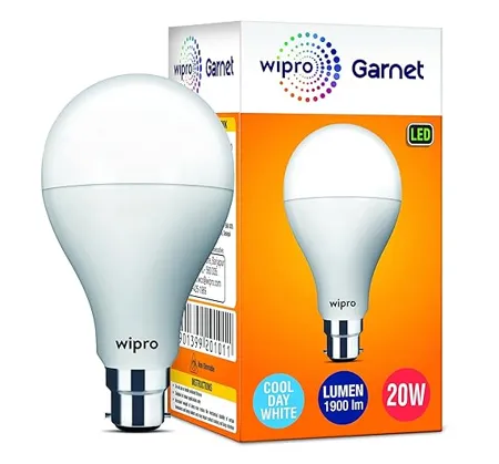 Wipro Garnet A60 Base B22D 20 Watt LED Bulb White Pack of 1 