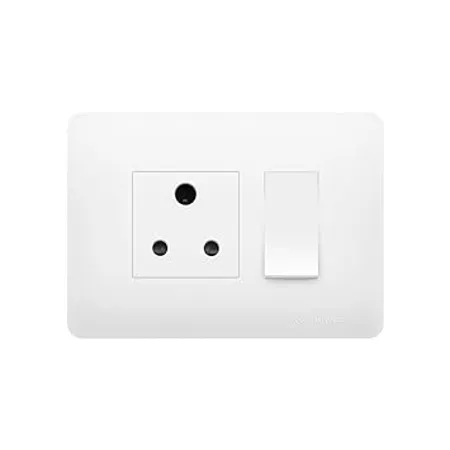 Wipro Northwest Venia Switch Combo of 3M Plate 1M 6A Switch 6A 3Pin Socket White Kit 5 