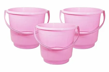 Wonder Homeware 5 Liter Plain LT Heavy Quality Plastic Bucket for use in Bathroom Kitchen Laundry Garage Pack of 3 Pc 5 Liter Pink Color