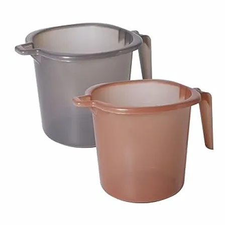 Wonder Homeware Dyna 1000 ST Bathroom Mug Strong Plastic Material for use in Bathroom Kitchen Laundry Garage Pack of 2 Pc 1000 ml Grey Brown Color