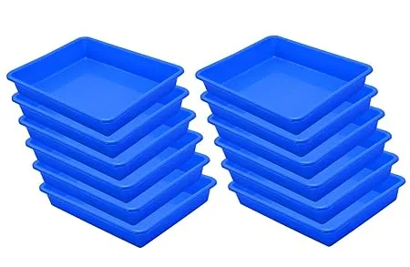 Wonder Homeware Exel Small Tray Heavy Quality for Home Storage Organization Set of 12 Pcs Tray 2 LTR Blue 