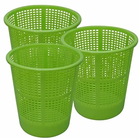 Wonder Plastic Jali 222 Open Dustbin for Home Office Organization etc Set of 3 Pcs 7 LTR Dustbin Green Color