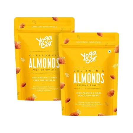 Yogabar California Almonds 1kg Badam Giri Nuts Dry Fruits Rich in Protein Fiber Vitamin E Magnesium Calcium Healthy Badami Snacks