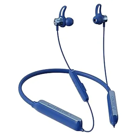 ZEBRONICS Jumbo with 160 H Playback ENC Gaming Mode Up to 50ms Fast Charging 10min 15H 1000mAh Built in Battery Dual Pairing Voice Asst BT v5 2 Bluetooth Wireless in Ear Neckband Blue 