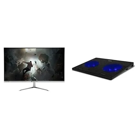 ZEBRONICS ZEB A24FHD Ultra Slim LED Monitor with 60 4cm 24 Wide Scree ZEB NC3300 USB Powered Laptop Cooling Pad with Dual Fan Dual USB Port and Blue LED Lights