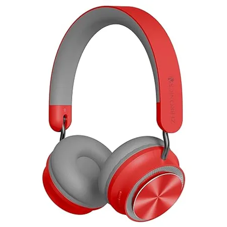 ZEBRONICS Zeb Bang PRO Bluetooth v5 0 On Ear Headphone 30H Backup Foldable Design Call Function Voice Assistant Feature Built in Rechargeable Battery Type C Charging 40mm Driver and AUX Red 