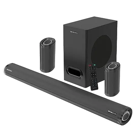ZEBRONICS Zeb Juke BAR 9500WS PRO Dolby 5 1 soundbar with Wireless Satellites Dolby Audio 525 Watts Output Power 16 5cm subwoofer HDMI ARC Optical BT v5 0 LED Display Wall Mount and AUX Black