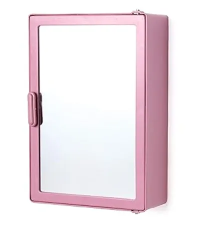 Zahab Bathroom Cabinets for Storage with Mirror Door Wall Mounted 25 x 9 5 x 35 cm Magenta Glossy Finish Acrylonitrile Butadiene Styrene Plastic