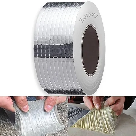 Zulaxy Waterproof Aluminium Rubber Tape for Leakage Repair Hot Cold Temperature Aluminium Foil Tape Perfect for Sealing Roof Water Leakage Surface Crack Metal Pipe Repair 5CM x 5M Silver 