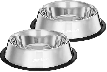 amazon basics Stainless Steel Pet Feeding Bowl 700 Ml Set Of 2 Cat