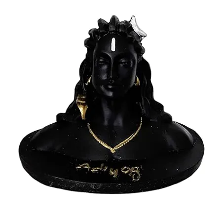 ascension Polyresin Shine Adiyogi Shiva Statue Shiv ji for Car Dashboard Standard Black