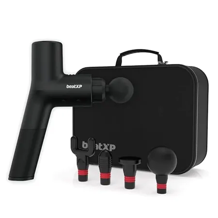 beatXP Bolt Prime Deep Tissue Massage Gun with Case 4000 mAH Battery Percussion Massager for Full Body Pain Relief of Neck Back Foot for Men Women with up to 18 Months Warranty Black 