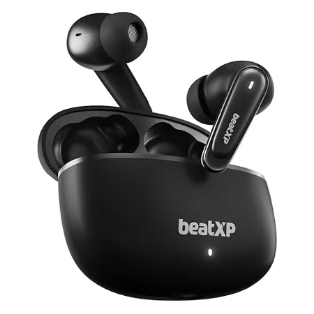 beatXP Wave XPods Bluetooth True Wireless Ear Buds with 50H Playtime Quad Mic ENC Tech 40ms Low Latency Mode for Gaming Type C Earphone with 11mm Drivers IPX5 BT v5 3 Touch Control Black 