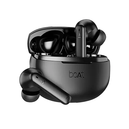 boAt Airdopes 170 TWS Earbuds with 50H Playtime Quad Mics ENx Tech Low Latency Mode 13mm Drivers ASAP Charge IPX4 IWP Touch Controls BT v5 3 Classic Black 