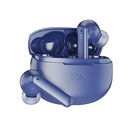 boAt Airdopes 170 TWS Earbuds with 50H Playtime Quad Mics ENx Tech Low Latency Mode 13mm Drivers ASAP Charge IPX4 IWP Touch Controls BT v5 3 Tranquil Blue 