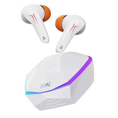 boAt Immortal 121 TWS Earbuds with Beast Mode 40ms Low Latency for Gaming 40H Playtime Blazing LEDs Quad Mics ENx Signature Sound ASAP Charge 10 Mins 180 Mins White Sabre 