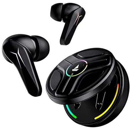 boAt Immortal 141 TWS Gaming Earbuds with Enx Tech Up to 40 Hrs Playtime Signature Sound Beast Mode Ipx4 Resistance Iwp Tech RBG Lights USB Type C Port Black Sabre 