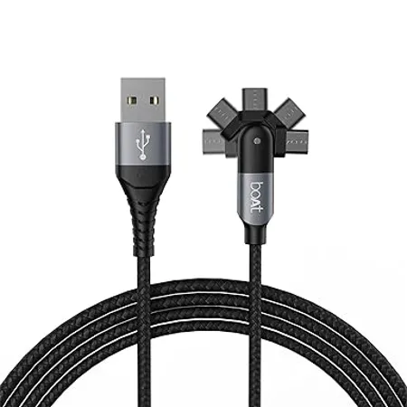boAt Micro Axis Usb Cable With 180 Rotating Connector 3A Carging 10000 Bends Lifespan Extended 1 5M Length Black