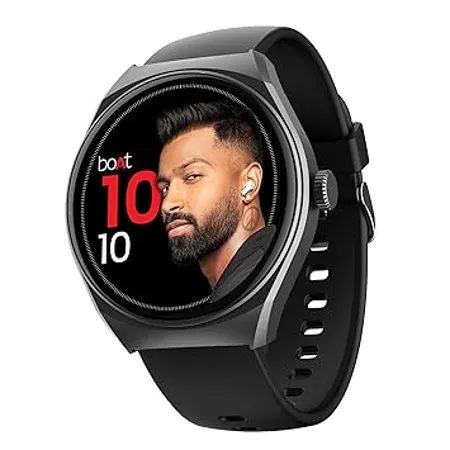 boAt Newly Lauched Lunar Comet Smart Watch with 1 39 HD Display Advanced Bluetooth Calling Functional Crown Multiple Sports Mode 100 Watch Faces Heart Rate SPO2 Monitoring IP67 Active Black 