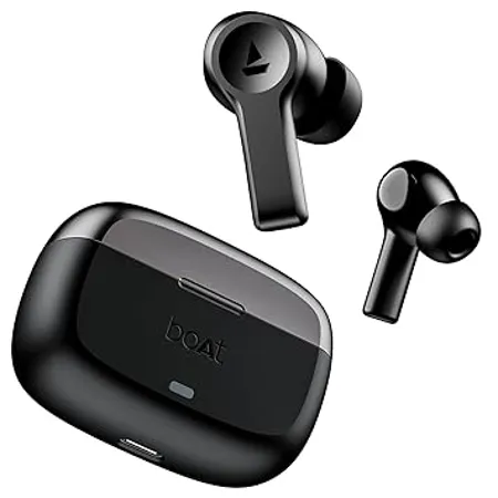 boAt Newly Launched Airdopes Flex 454 ANC TWS Earbuds with Smart Features ANC 60HRS Playback Beast Mode Low Latency Quad Mics ENx Tech Multi Point Connectivity ASAP Charge Gunmetal Black 