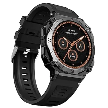 boAt Newly Launched Enigma X500 Smart Watch w 1 43 AMOLED Display Bluetooth Calling Premium Luxurious Design Functional Crown 100 Sports Modes HR SpO2 IP68 Jet Black 