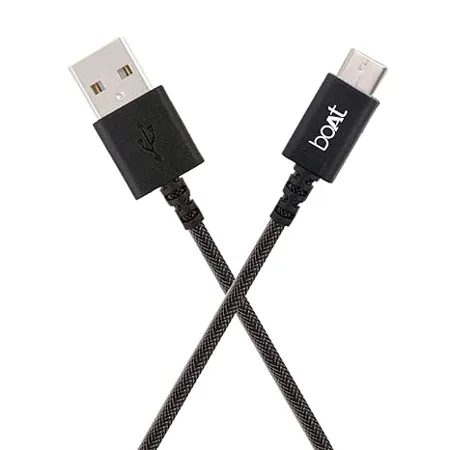 boAt Type C A400 Type C to USB A 3A Fast Charging 480mbps Data Transmission Comparible for all Smartphones Tablets 1Mtr Grey 