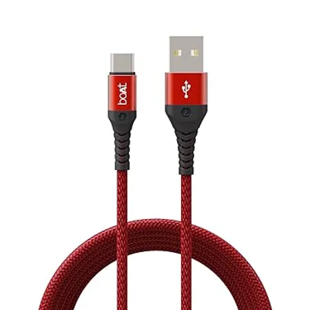 boAt Type C A550 Stress Resistant Tangle Free Sturdy Cable with 3A Rapid Charging 480mbps Data Transmission 10000 Bends Lifespan and Extended 1 5m Length Martian Red 