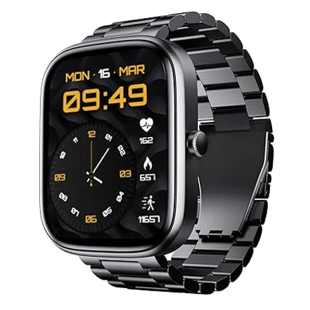 boAt Ultima Chronos Smart Watch with 1 96 AMOLED Display Advanced BT Calling Coins DIY Watch Face Studio Female Wellness HR SPO2 Monitoring Energy Sleep Score IP67 Steel Black 