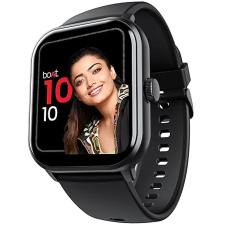 boAt Wave Edge Smart Watch with 1 85 HD Display Advanced Bluetooth Calling Chip Functional Crown 100 Sports Modes Widget Control AI Voice Assistance Inbuilt Games IP68 Active Black 