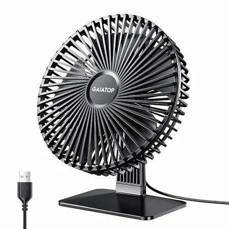 gaiatop Small Table Fan 6 5 Inch Ultra quiet 90 Adjustment for Better Cooling 3 Speeds Portable Mini Powerful Desktop Table Fan Small Personal Cooling Fan for Home Office Black leaf 