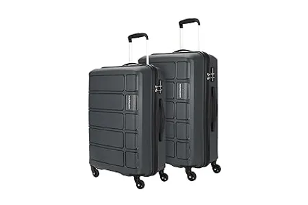 kamiliant by American Tourister Harrier 2 Pc Sets 68 cms 78 cms Medium Large Polypropylene PP Hard Sided 4 Wheels Spinner Luggage Set Suitcase Set Trolley Bag Set Iron Grey 