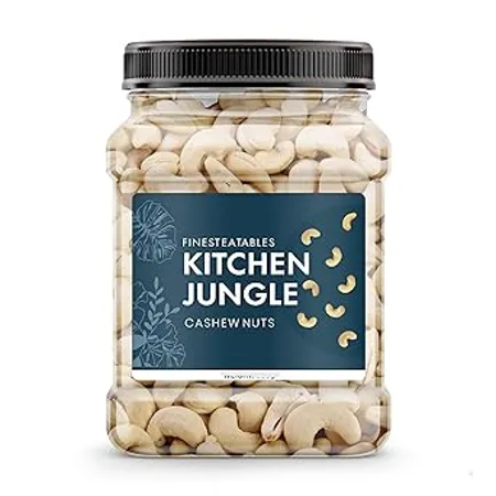 kitchen Jungle Whole Cashew Nuts Crunchy Soft Kaju dry fruit grade w320 1kg jar pack 