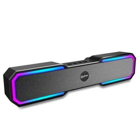 pTron Newly Launched Fusion RB 18W Bluetooth 5 3 Speaker Immersive Sound RGB Lights Soundbar for Phone TV Laptop Tablets Projectors FM Radio Aux TF Card USB Playback TWS Function Black 