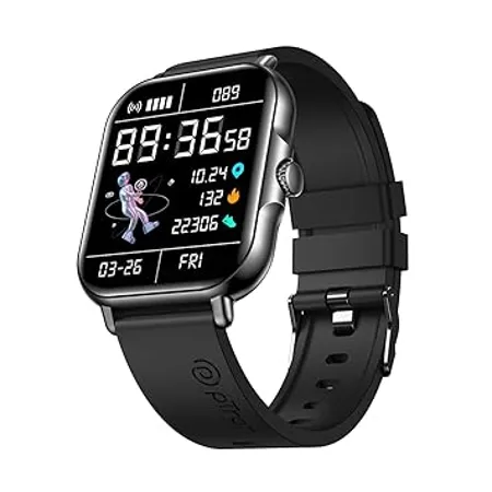 pTron Newly Launched Reflect Callz Smartwatch with Bluetooth Calling 1 85 Full Touch Display 600 NITS Digital Crown 100 Watch Faces HR SpO2 Sports Mode 5 Days Battery Life IP68 Black 