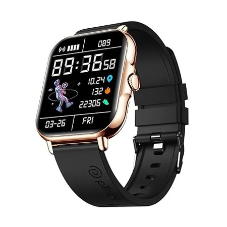 pTron Newly Launched Reflect Callz Smartwatch with Bluetooth Calling 1 85 Full Touch Display 600 NITS Digital Crown 100 Watch Faces HR SpO2 Sports Mode 5 Days Battery Life IP68 Gold 
