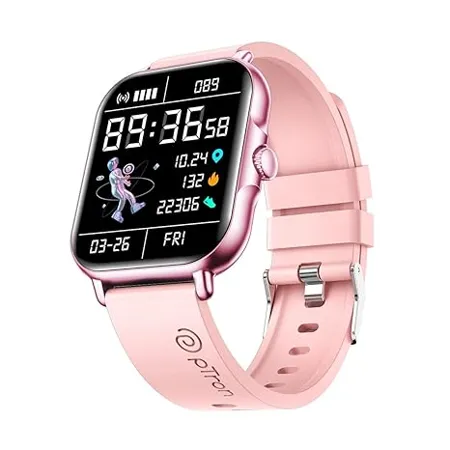 pTron Newly Launched Reflect Callz Smartwatch with Bluetooth Calling 1 85 Full Touch Display 600 NITS Digital Crown 100 Watch Faces HR SpO2 Sports Mode 5 Days Battery Life IP68 Pink 