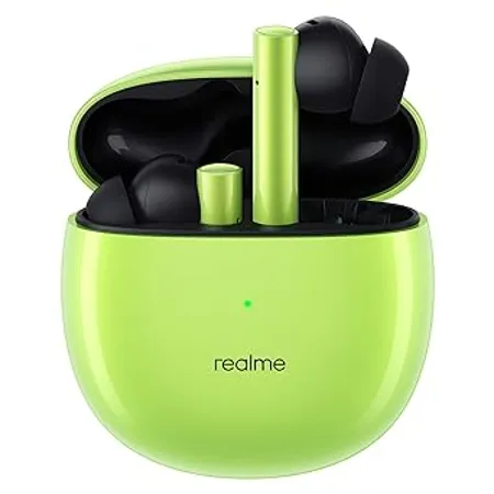 realme Buds Air 2 True Wireless in Ear Earbuds with Active Noise Cancellation ANC Super Low Latency Gaming Mode Smart Wear Detection Fast Charging Up to 25Hrs Playtime Closer Green 